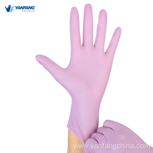 High Strength Pink Colour Disposable Medical Examine Gloves